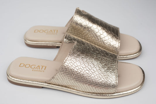 Slapi damă piele naturală DOGATI 25027 Auriu (39-42)