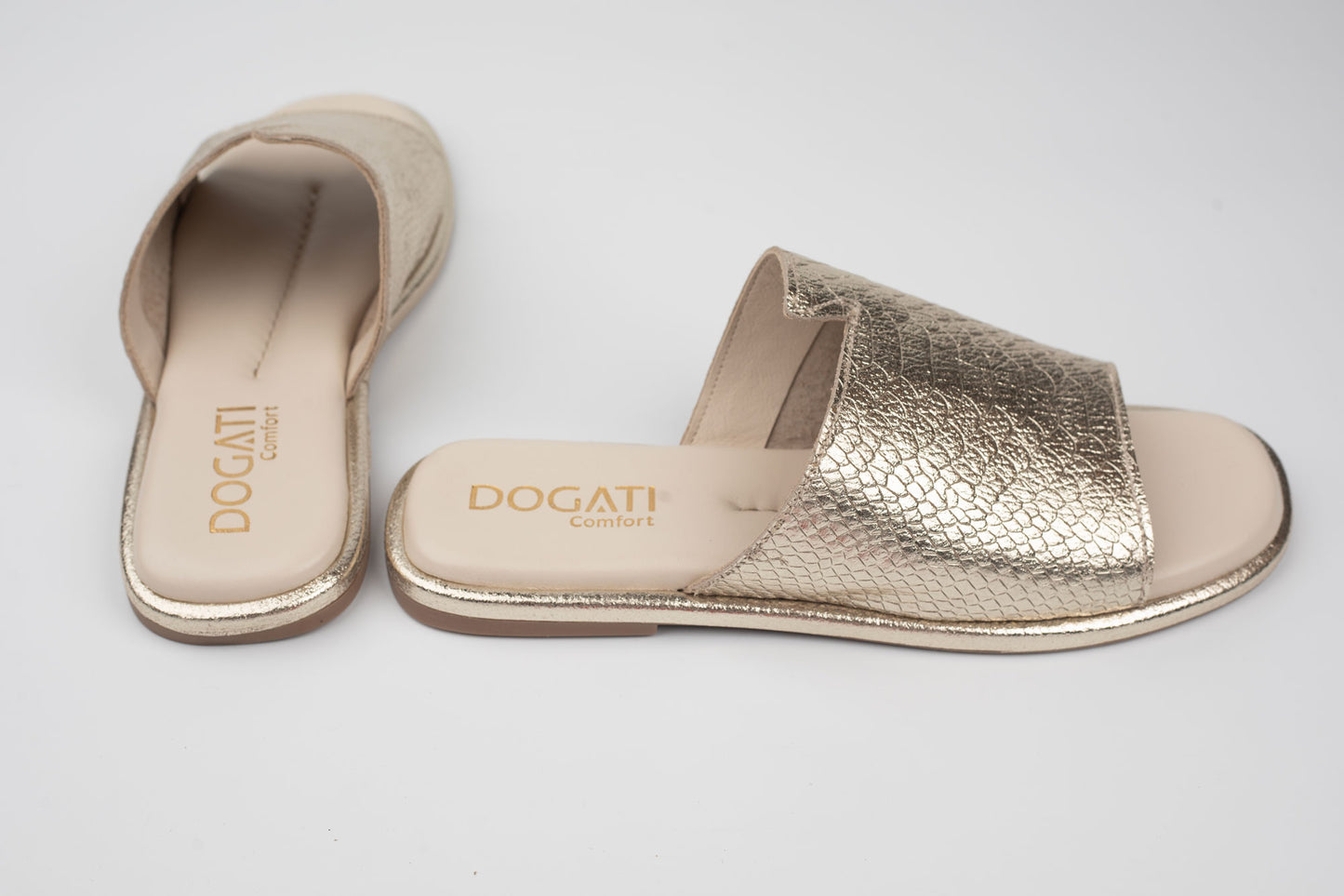 Slapi damă piele naturală DOGATI 25027 Auriu (39-42)