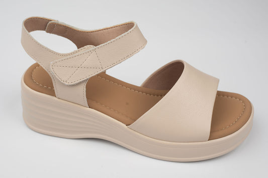 Sandale damă piele naturală FORMAZIONE 5018 Crem  (36-40)