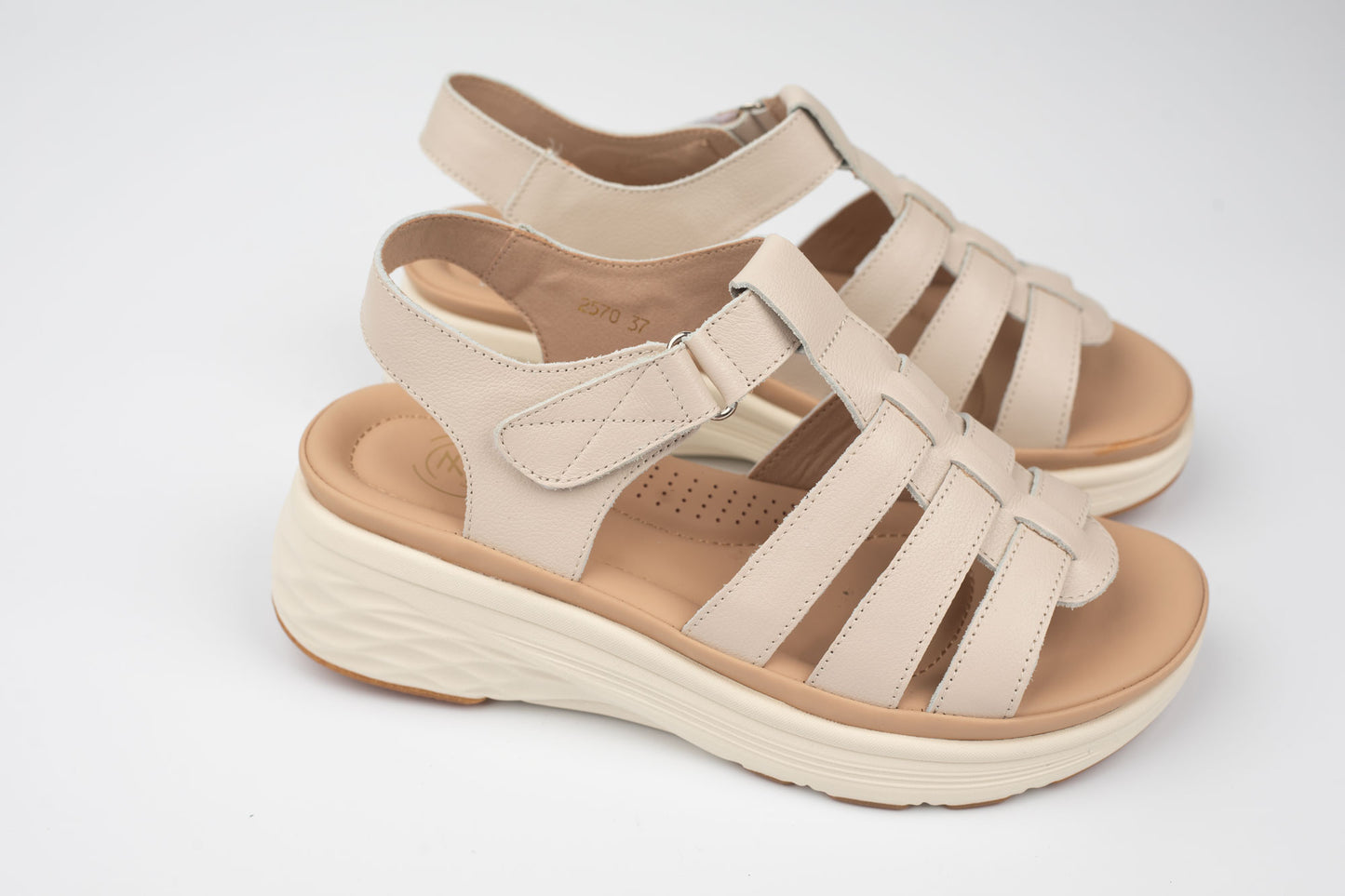 Sandale damă piele naturală FORMAZIONE 2570 Crem (36-40)