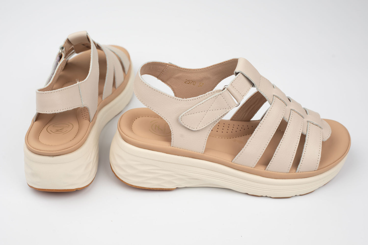 Sandale damă piele naturală FORMAZIONE 2570 Crem (36-40)