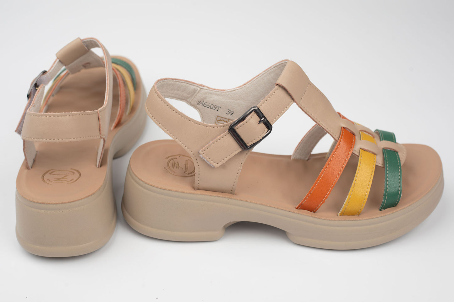 Sandale damă piele naturală FORMAZIONE 246609 Crem color