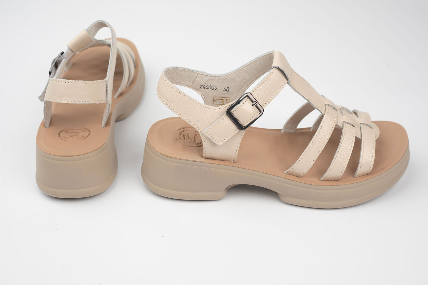 Sandale damă piele naturală FORMAZIONE 24669 Crem