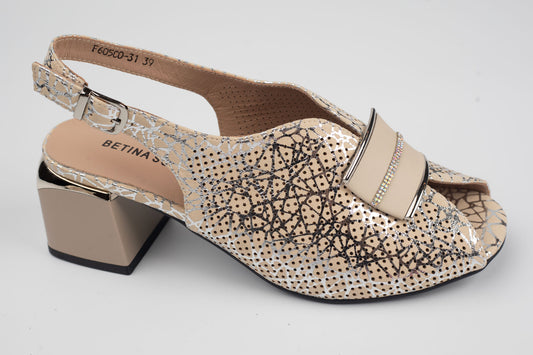 Sandale damă piele naturală BETINA 60500 Bej argintiu(36-41)