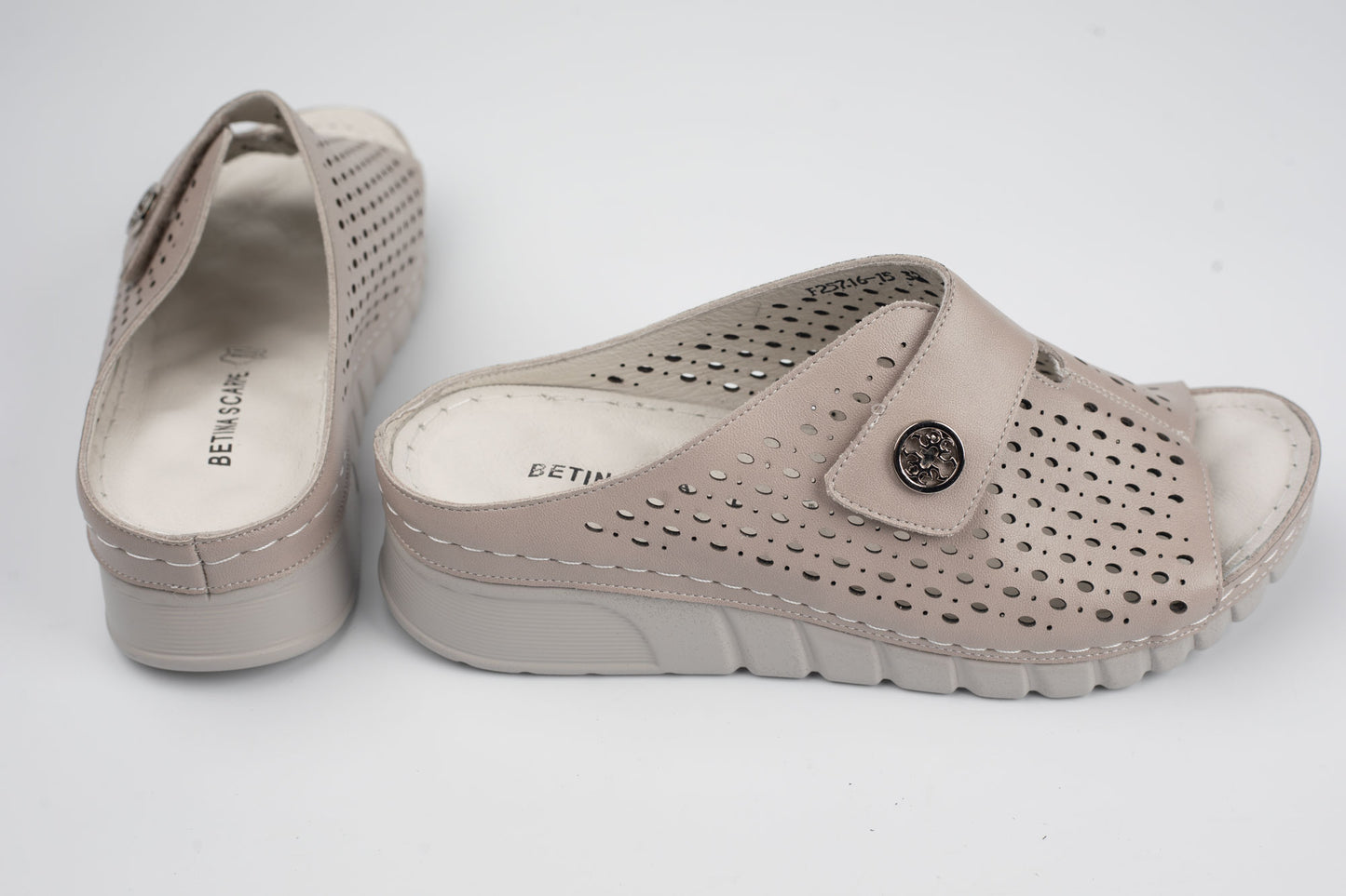 Saboți damă piele naturală 25716 Taupe