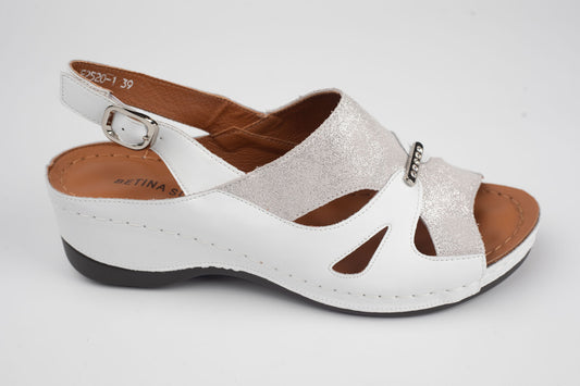 Sandale damă piele naturală BETINA 2520 Alb ( 36-41)