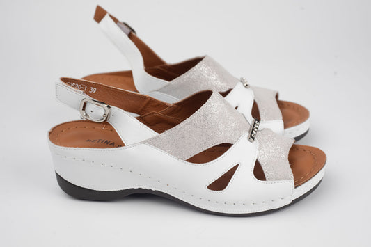 Sandale damă piele naturală BETINA 2520 Alb ( 36-41)