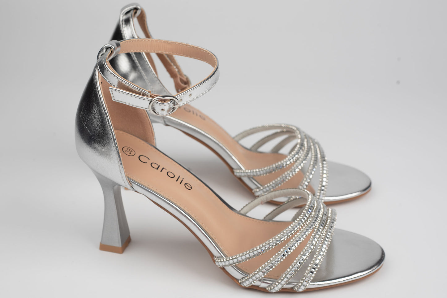 Sandale damă piele eco premium CAROL 23 Argintiu