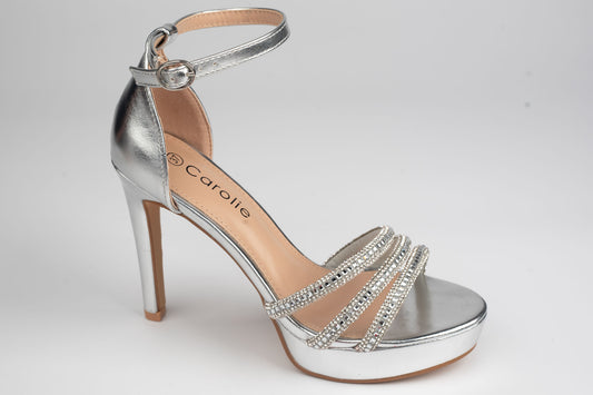 Sandale damă piele eco premium CAROL 26 Argintiu