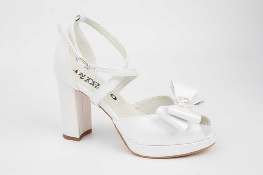 Sandale mireasa piele naturala ANTONIO 1954 Alb accesorizat perle
