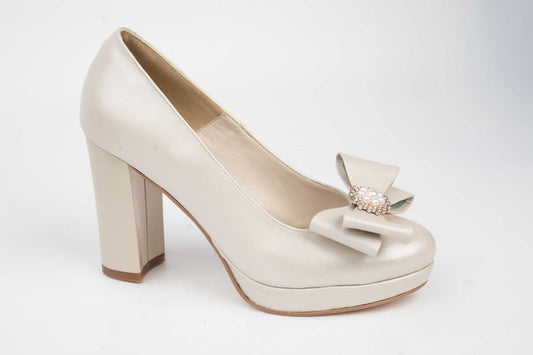 Pantofi dama piele naturala 2954 Bej accesoriu