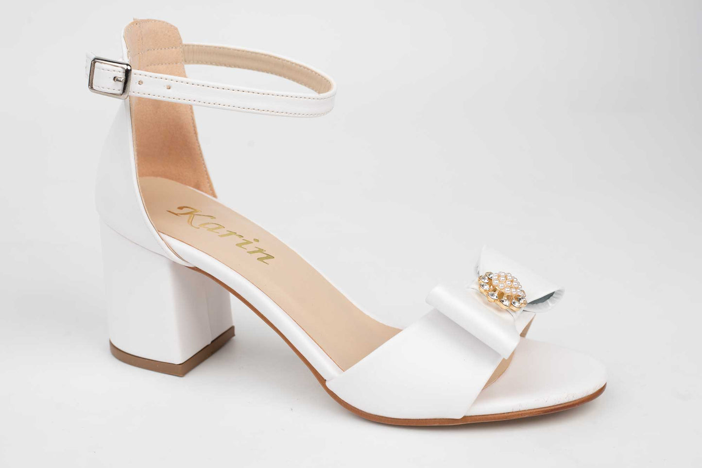 Women's sandals made of eco-leather KARIN 70 White accessory box