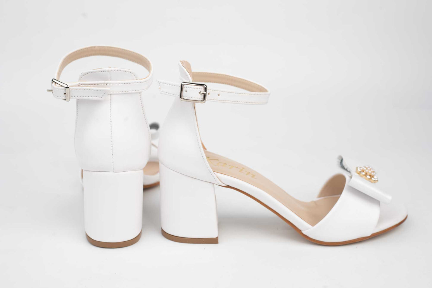 Women's sandals made of eco-leather KARIN 70 White accessory box