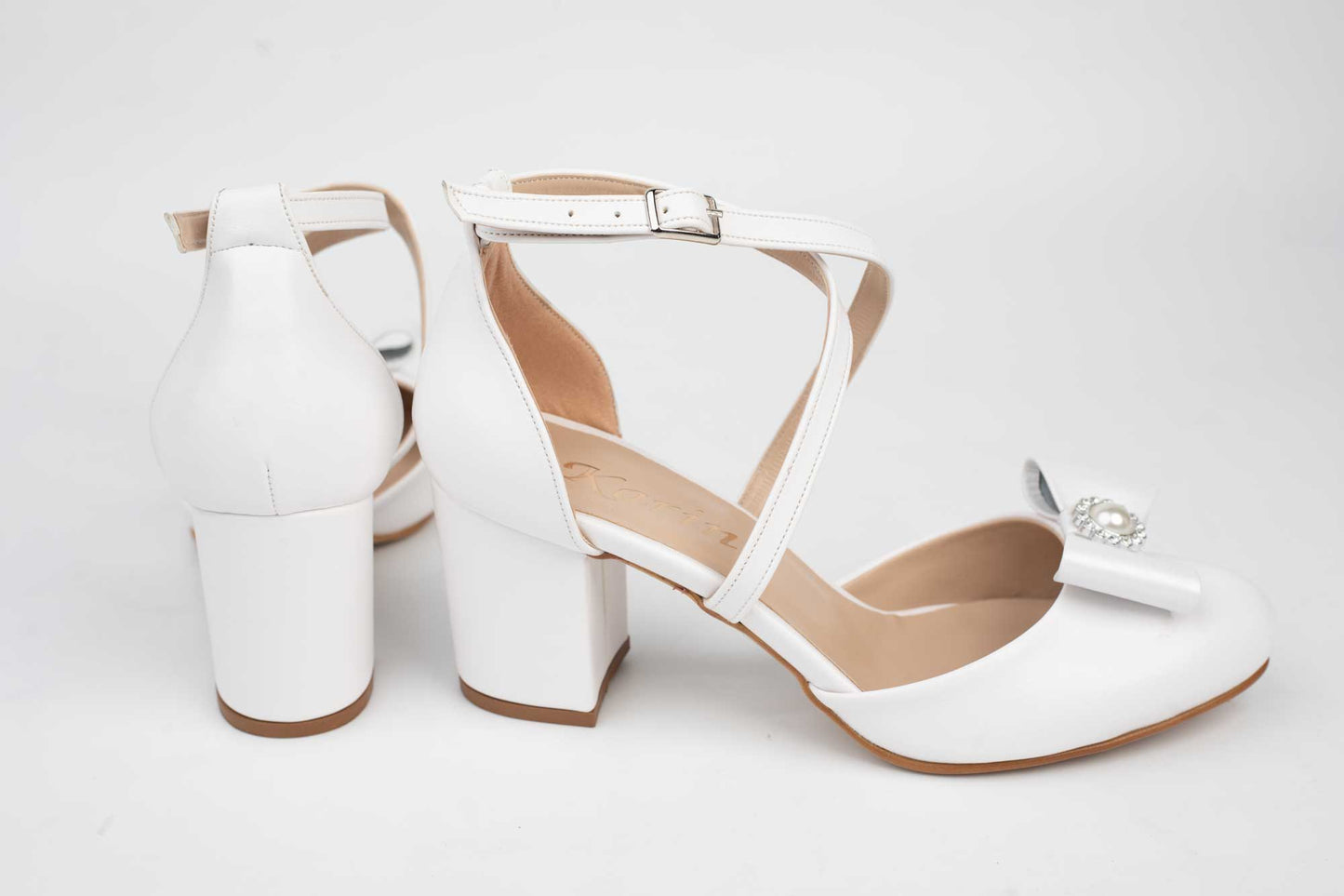 Pantofi mireasa piele ecologica de calitate premium Karin 81 alb accesoriu