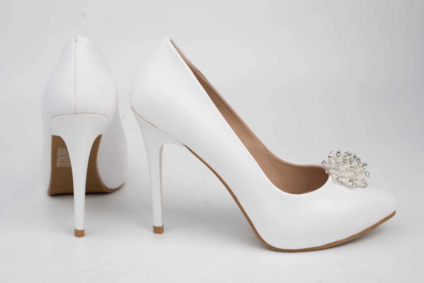 Pantofi mireasa piele eco calitate premium KARIN 21 Alb box accesoriu