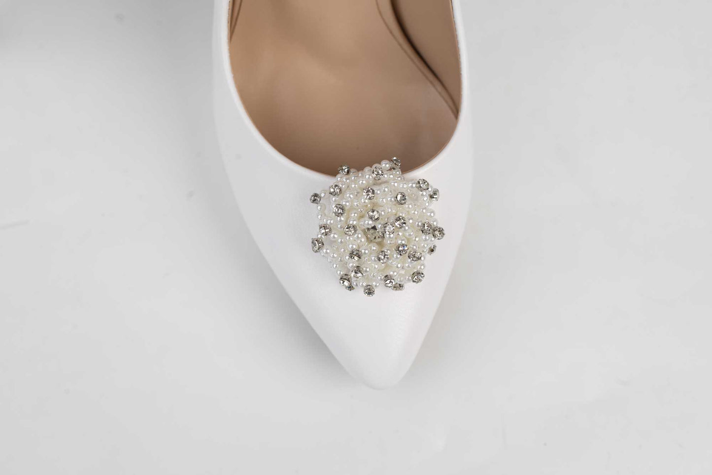 Pantofi mireasa piele eco calitate premium KARIN 21 Alb box accesoriu