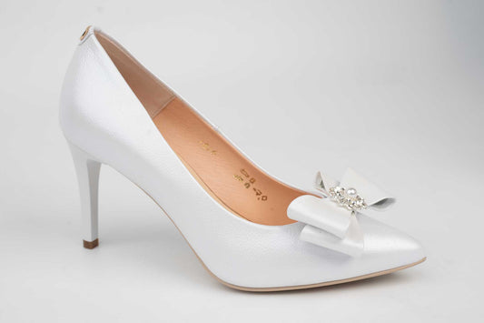 Pantofi mireasa piele naturala SALA 1816 Alb accesoriu