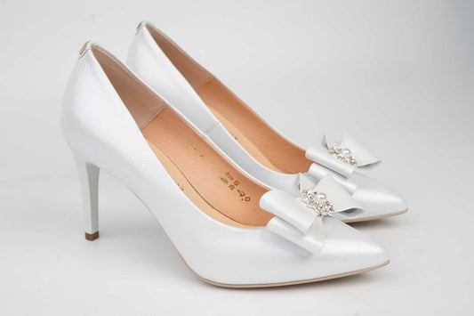 Pantofi mireasa piele naturala SALA 1816 Alb accesoriu