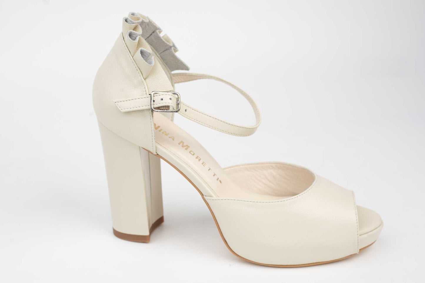 NINA OCCHINI 305-1 Ivory box genuine leather bridal sandals
