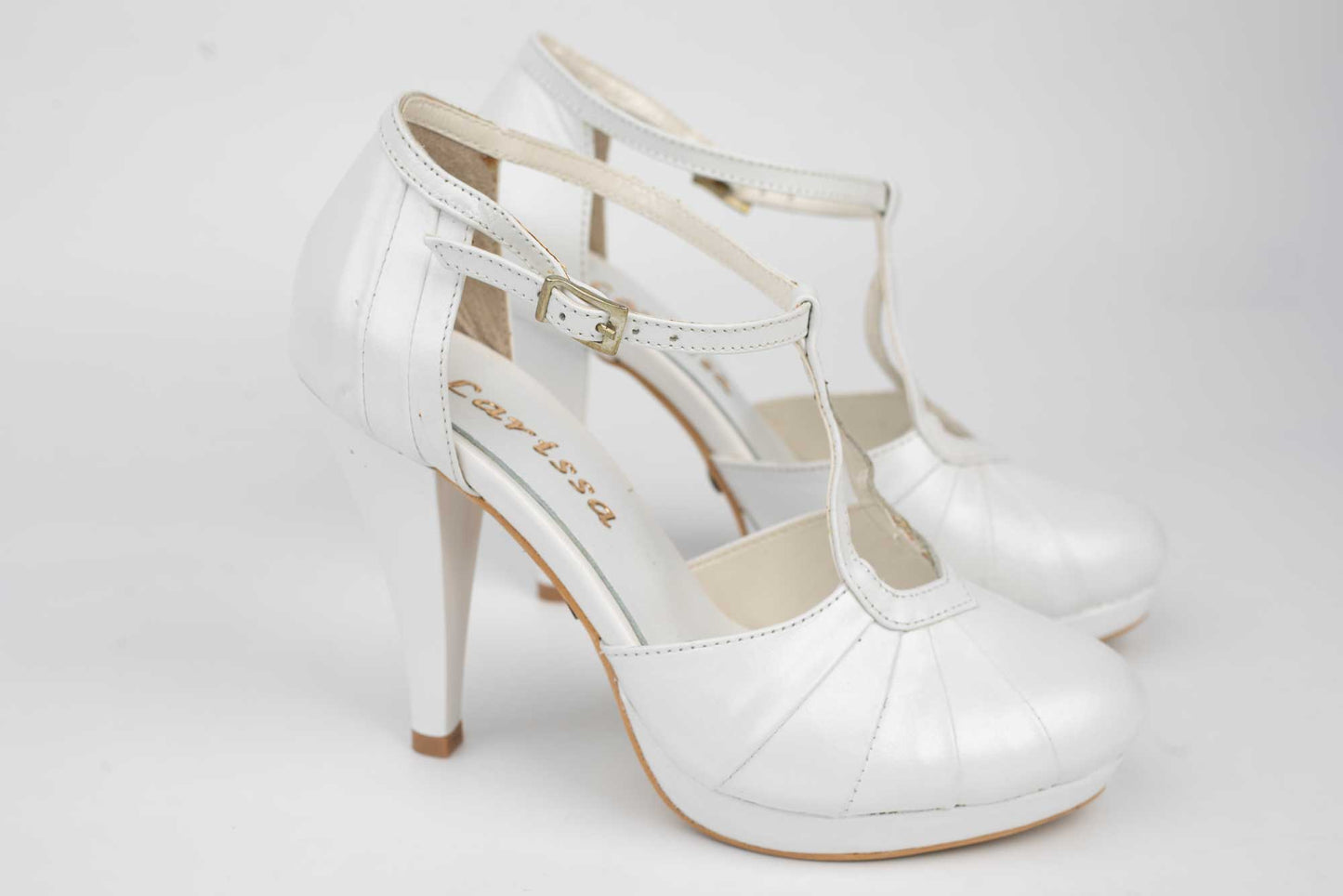 Pantofi mireasa piele naturala LARISA CocoS  Alb perlat