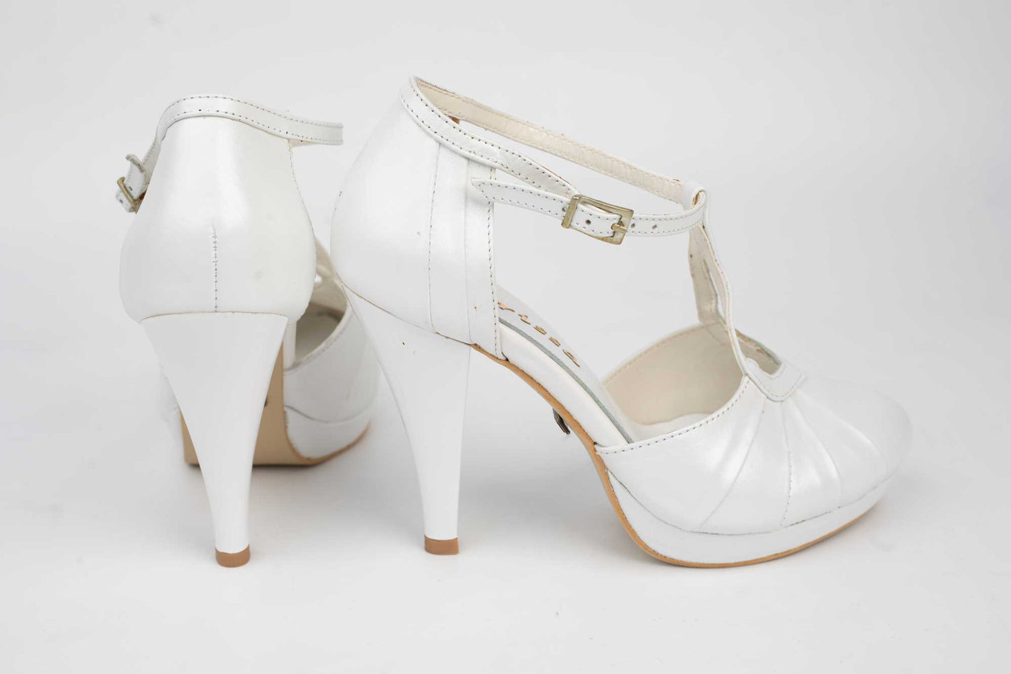 Pantofi mireasa piele naturala LARISA CocoS  Alb perlat