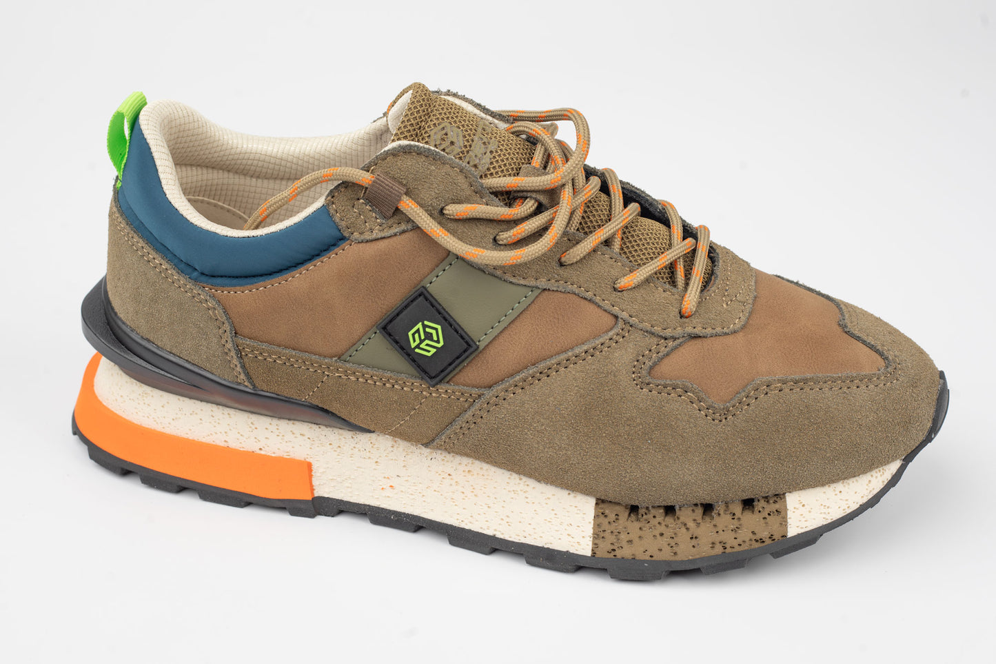 Men's sneakers genuine leather + textile GORETTI 2024 Khaki