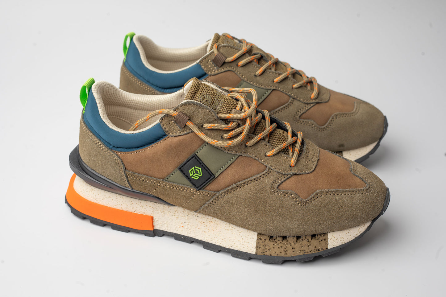 Men's sneakers genuine leather + textile GORETTI 2024 Khaki