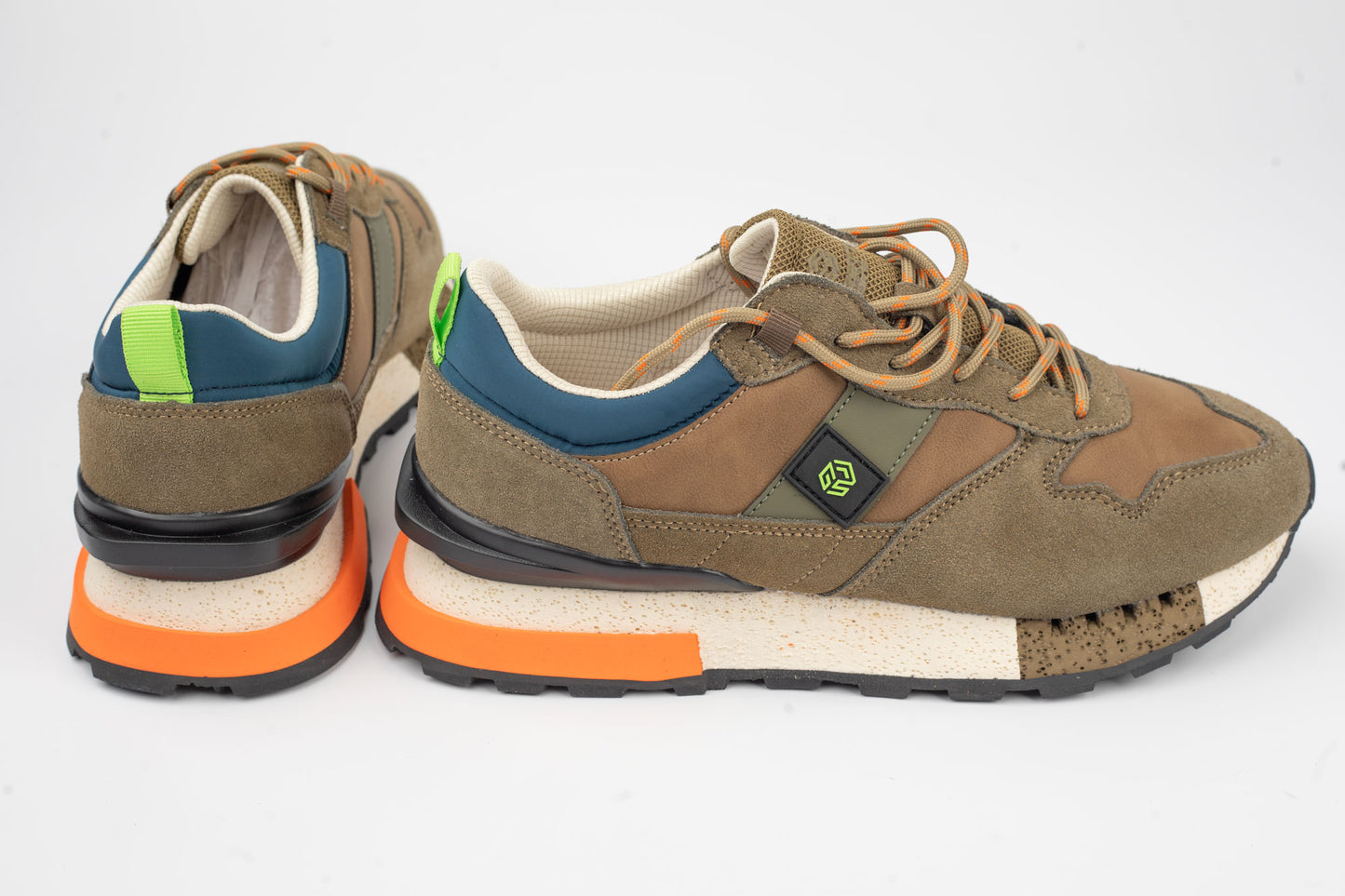 Men's sneakers genuine leather + textile GORETTI 2024 Khaki