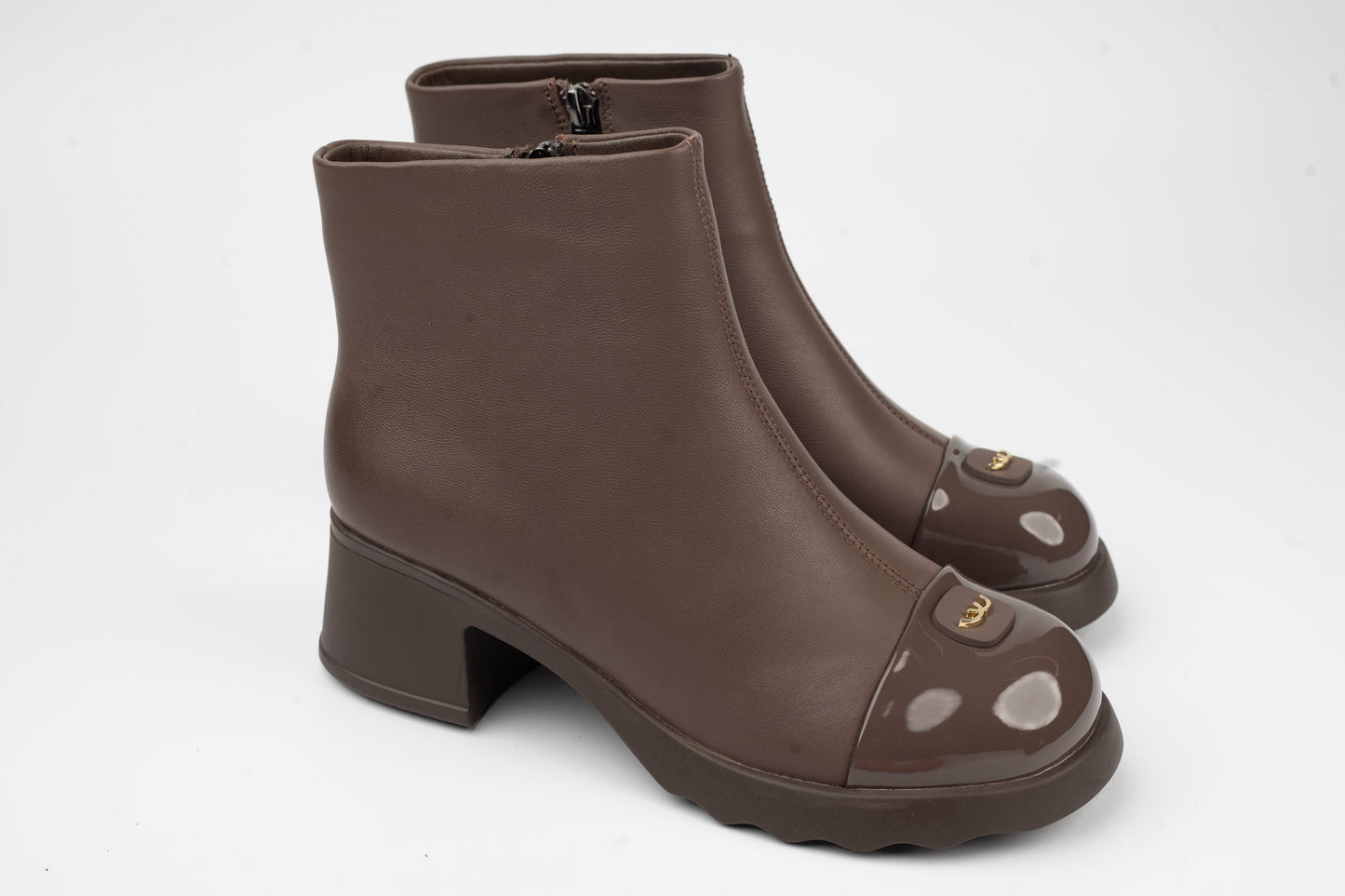 Women's genuine leather boots BETINA 53218 Khaki