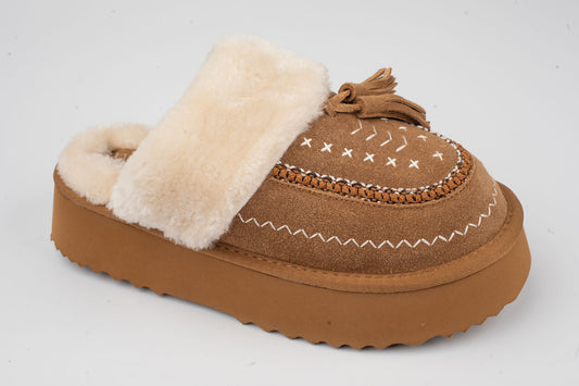 Women's genuine suede clogs ANNA VIOTI 113-3 Camel vel