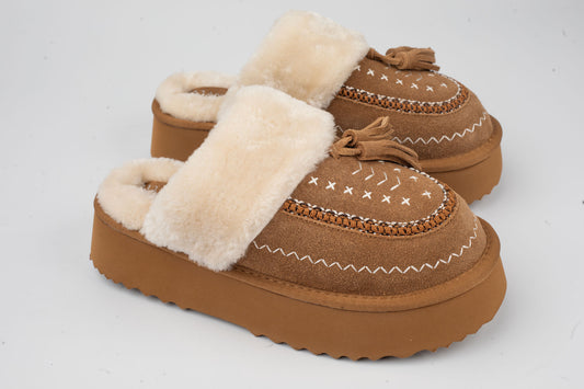 Women's genuine suede clogs ANNA VIOTI 113-3 Camel vel