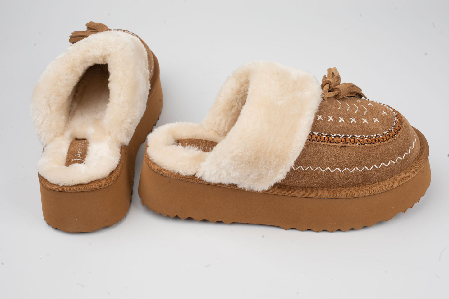 Women's genuine suede clogs ANNA VIOTI 113-3 Camel vel