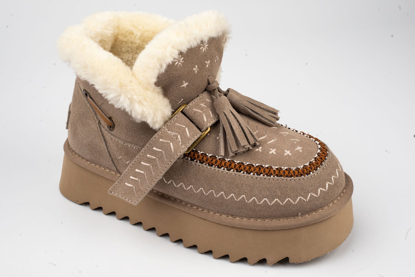 Women's boots made of genuine suede leather ANNA VIOTI 113-4 Grey vel