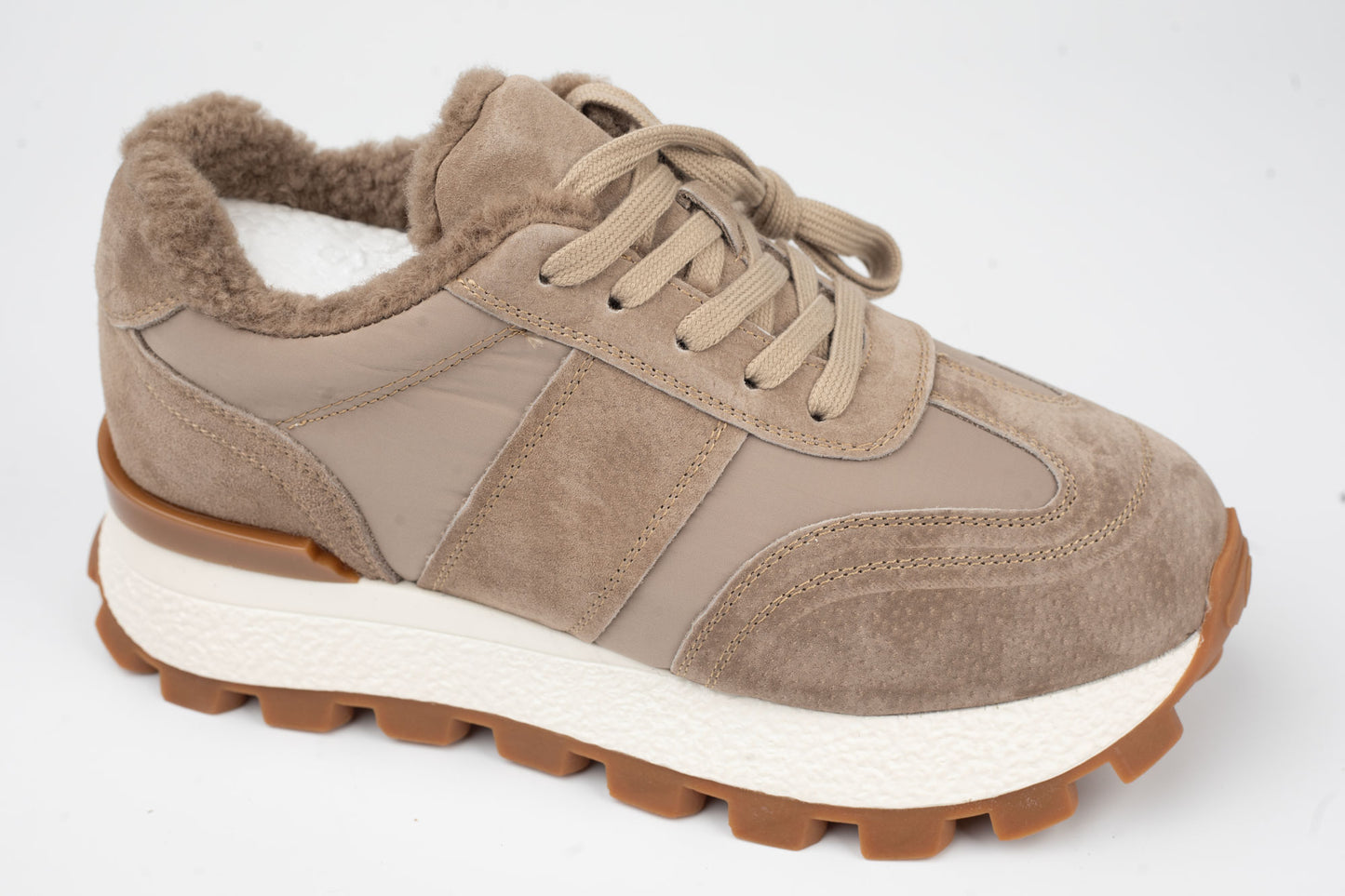 Women's genuine leather sneakers ANNA VIOTI 10331 Taupe