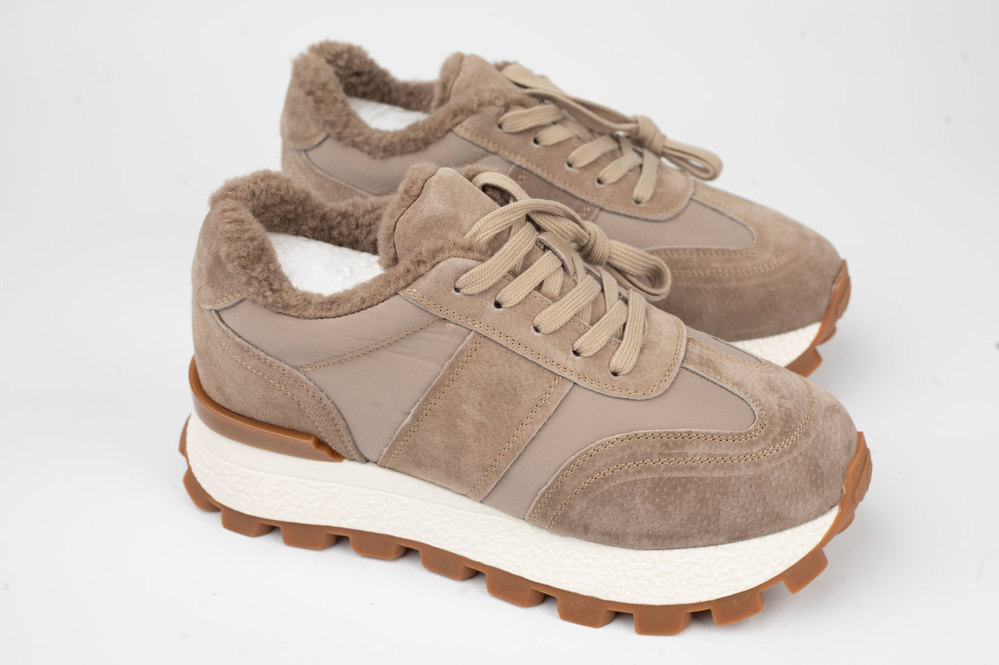 Women's genuine leather sneakers ANNA VIOTI 10331 Taupe