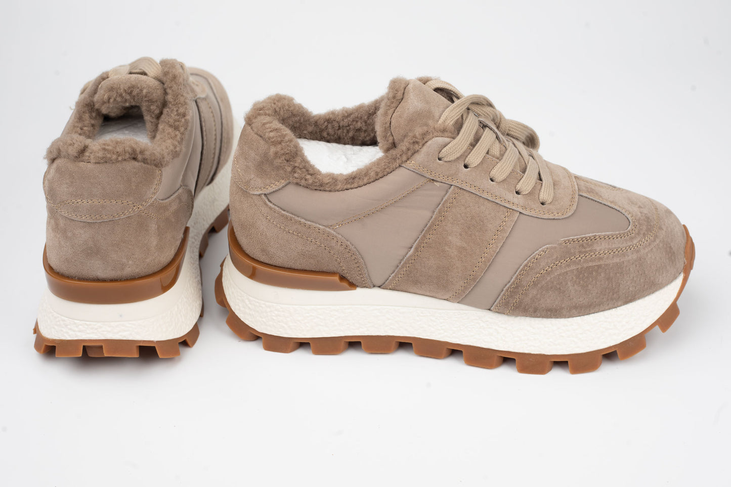 Women's genuine leather sneakers ANNA VIOTI 10331 Taupe