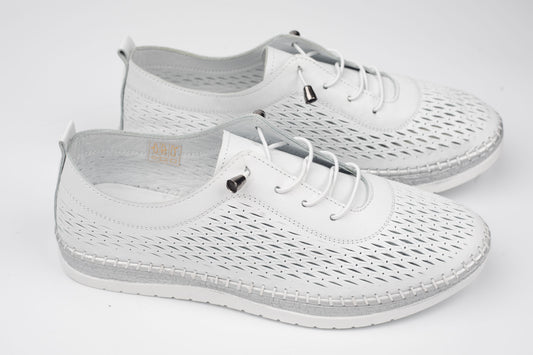 Pantofi dama casual piele naturala ANNA V 74-405 Alb