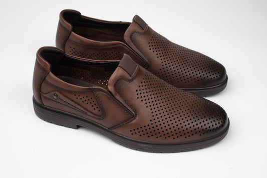 Pantofi bărbați piele naturală JOHAN 2405-19 Maro perf (40-45)