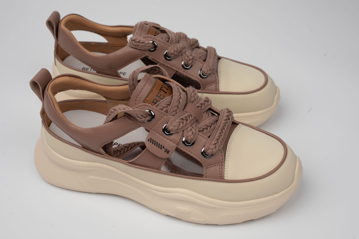 Pantofi damă sport piele naturală BETINA 67330 Pudră