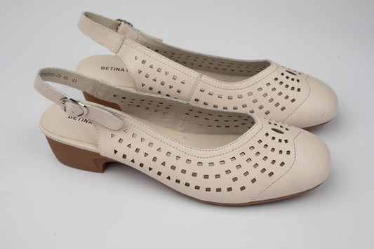 Pantofi damă piele naturală dec BETINA 89728 Bej