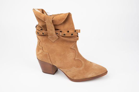 Ghete dama piele naturală ciocata PERLA 3656 Camel Vel