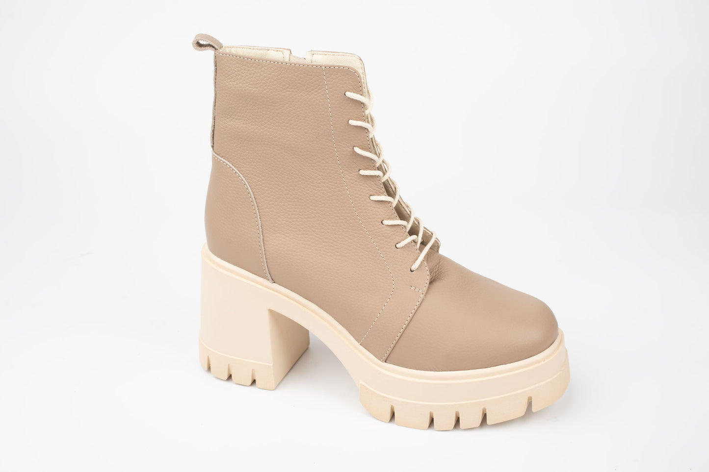 Ghete dama casual piele naturala PERLA 1617 Bej Box