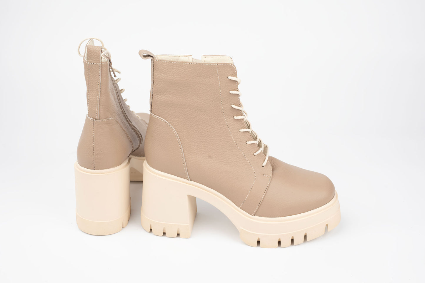 Ghete dama casual piele naturala PERLA 1617 Bej Box