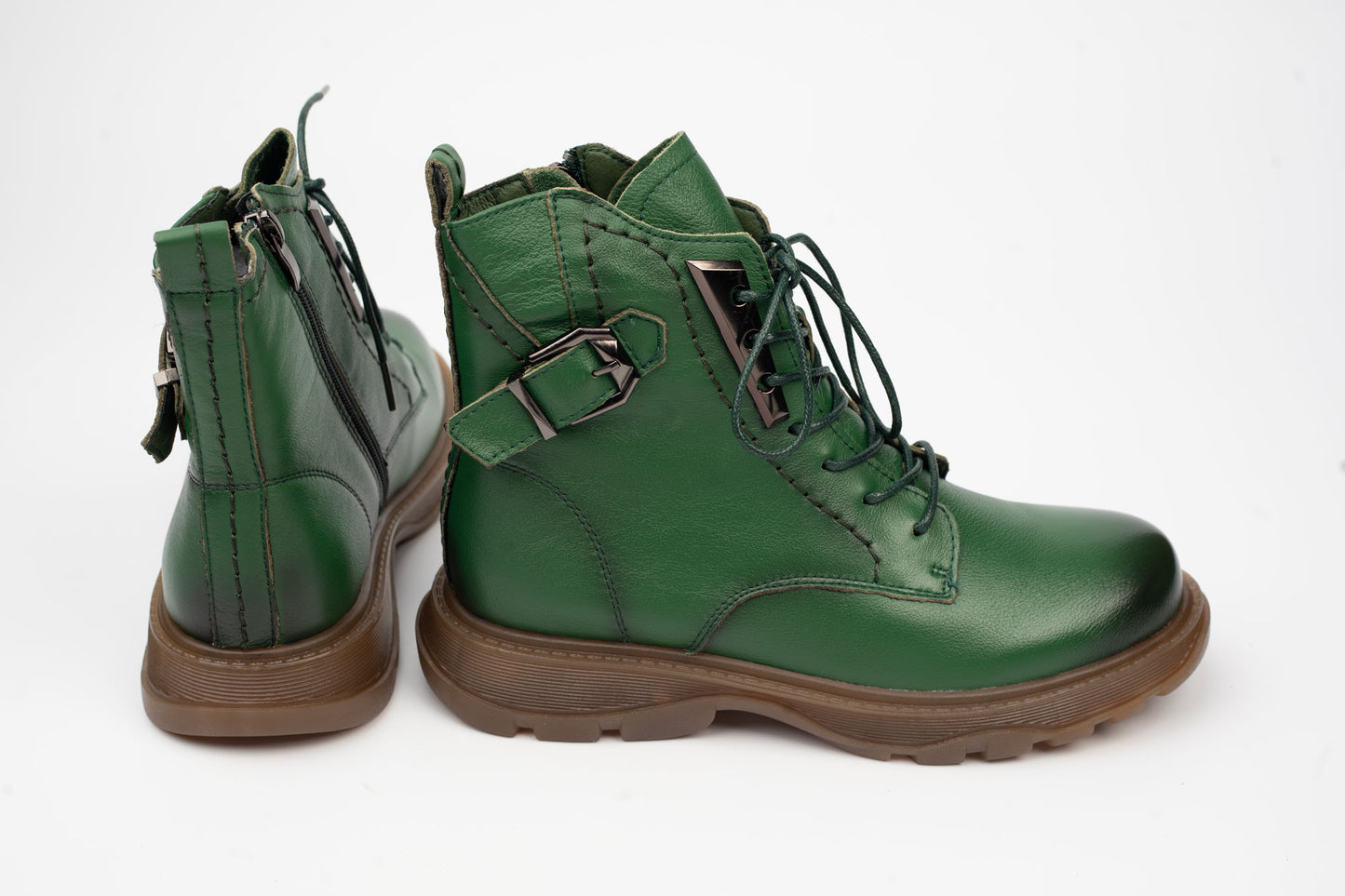 Women's genuine leather boots FORMAZIONE 1935 Green