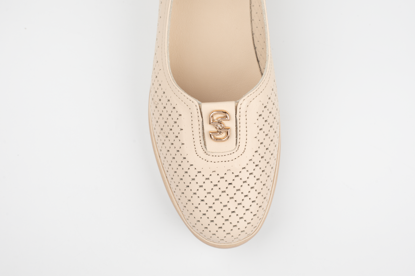 Pantofi damă ortopedici piele naturală PERLA 3400 Bej perforat