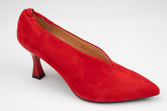 Pantofi damă piele naturală întoarsă 20772 Roșu vel