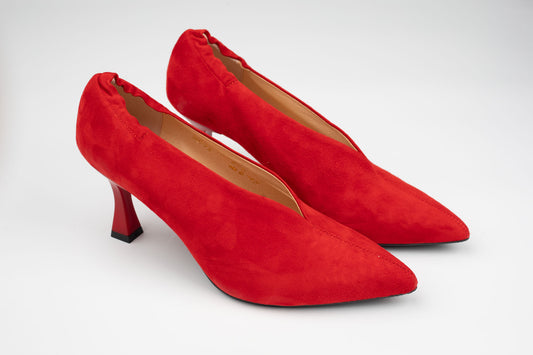 Pantofi damă piele naturală întoarsă 20772 Roșu vel