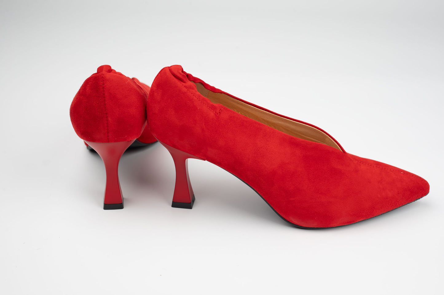 Pantofi damă piele naturală întoarsă 20772 Roșu vel