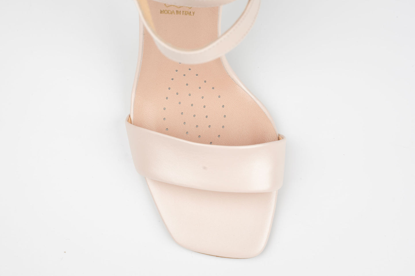 Sandale damă piele naturală SALA 20636 Bej sidef ( toc 9 cm)