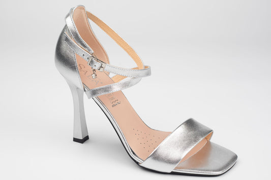 Sandale damă piele naturală SALA 20636 Argintiu (toc 9 cm)